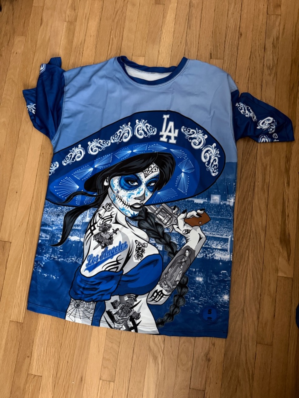 Dodger Los Angeles Graphic Short Sleeve softball Tee in Blue